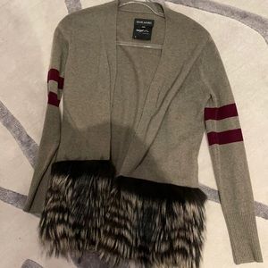Izaak Azanei Fox Fur Trim Cardigan size S/M